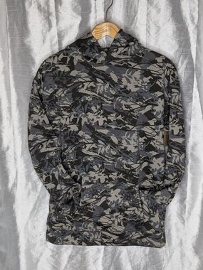 Thereabouts Kids Pullover Fleece Hoodie Camo Gray/Black Kangaroo Pocket XL